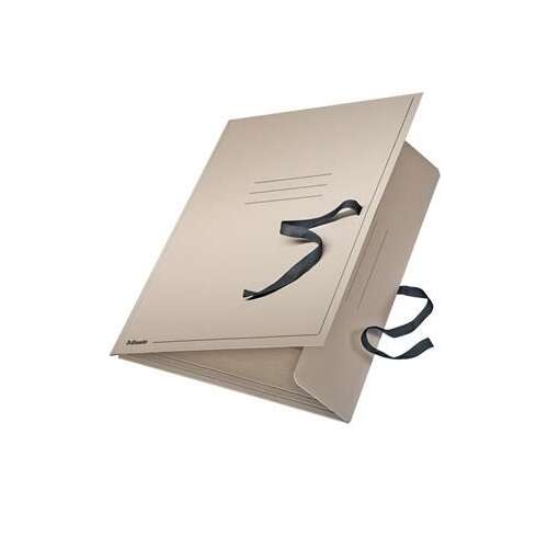 Esselte A3 drawing folder, natural cardboard, with black ribbon closure