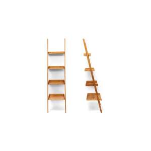 Bambusz létrapolc négy polccal, a polc elülső és oldalsó nézete látható - Babaszoba bútor
