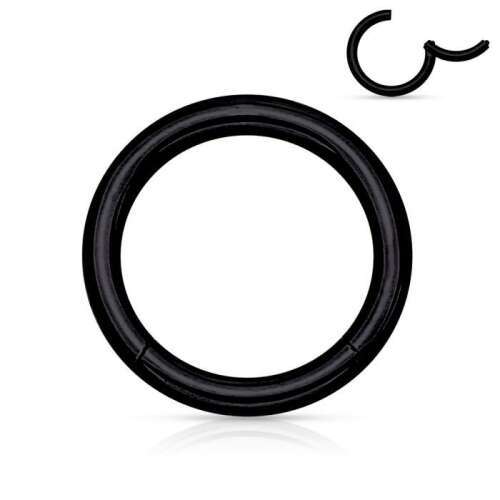 Fekete csuklós karika septum, szemöldök, mellbimbó vagy intim piercinghez, 1mm vastagság, 6mm átmérő - Karika piercing