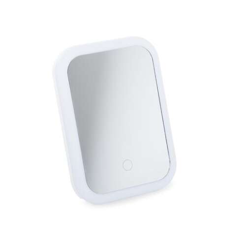 Kozmetické zrkadlo, Verk Group, LED, nastaviteľný uhol, 3xAA, USB, biele, 15x7x20 cm