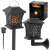 Solar powered flame light, black lantern with decorative cutouts, 12 LED lights, for outdoor use, multiple mounting options