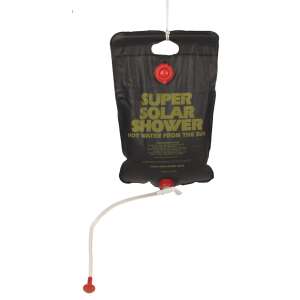 Super Solar Shower, 10 liter portable camping shower, black bag with red cap and hose, hot water from the sun - Garden