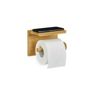 KITA Bambusz WC Papírtartó Polccal - Falra Szerelhető