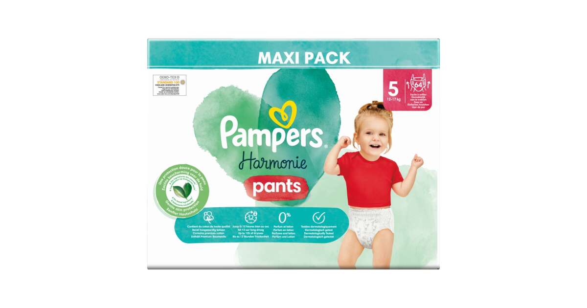 Pampers - Harmonie Nappy Pants, size 5 (12-17 kg), 64 pcs