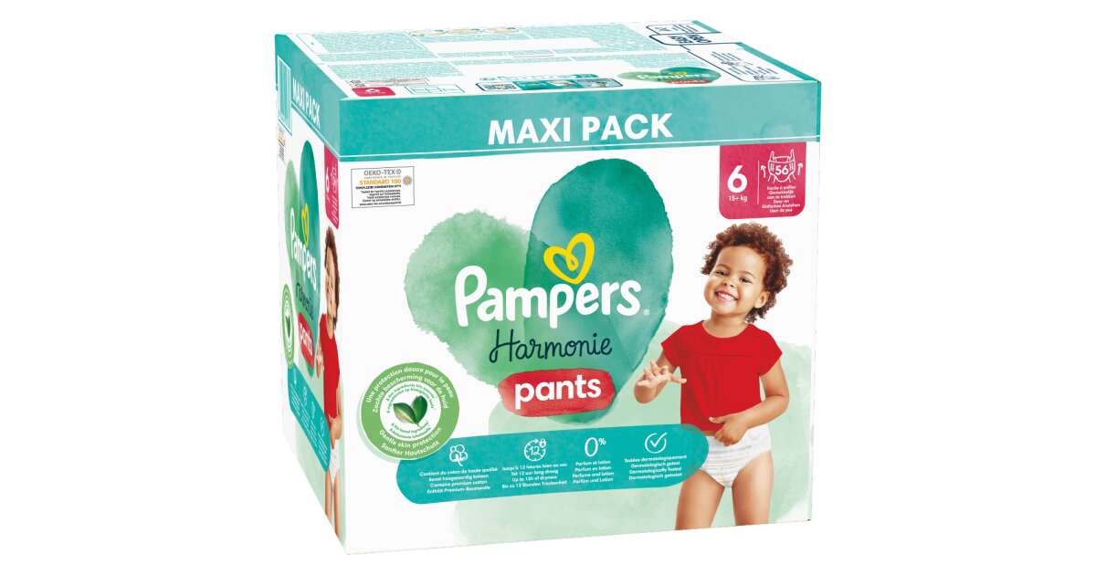 Pampers Harmonie Pants Maxi Pack 15kg+ Large 6 (56pcs)