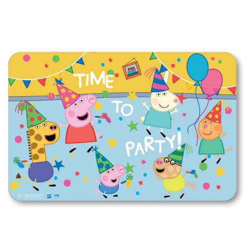 Podložka pod tanier Peppa Pig Party, Čas na párty, 43x28 cm, plast, podložka na stôl, podložka pre deti, narodeninová párty, podložka Peppa Pig