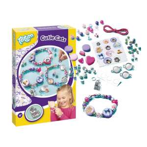 Totum Cutie Cats Bracelet Making Kit, make your own cat bracelets with beads, charms and stickers - Totum Jewelry Making Kit