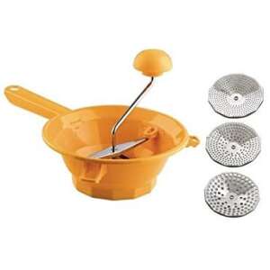 Tilly2 20 cm-es paradicsompasszírozó 3 betéttel, sárga - Kézi passzírozó