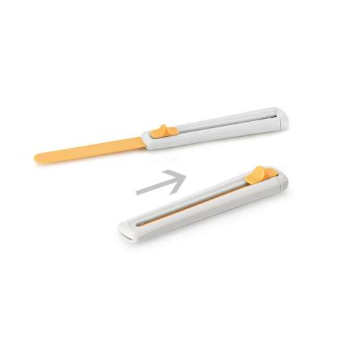 DELÍCIA Cake Release Tool, white and orange, 2-sided, angled view
