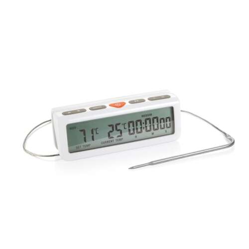 ACCURA Digital Oven Thermometer with Timer, white, stainless steel probe