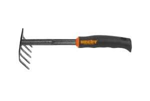 Hecht 900300 small hand rake, garden tool for loosening soil, with steel head and non-slip plastic handle - Garden Tool & Machine