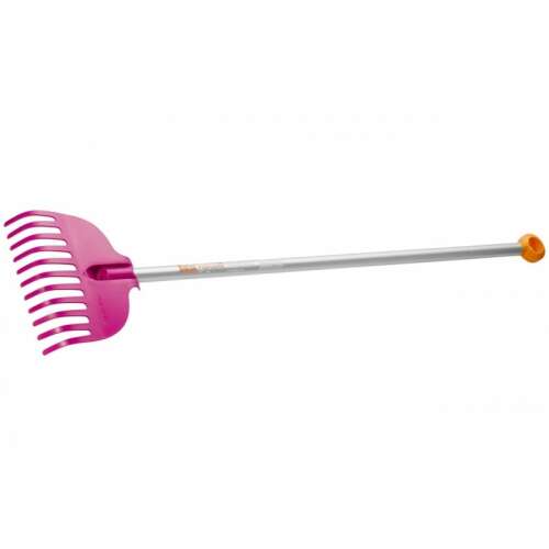 Fiskars My First children's rake, pink, with orange handle