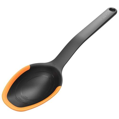 Fiskars Functional Form silicone edge spoon, black with orange edge