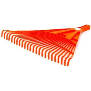 Orange plastic leaf rake with wooden handle, 24 tines, Bradas Lombseprű - Bradas