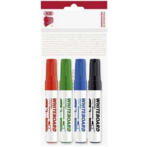 ICO Plan táblamarker 4-es készlet, piros, zöld, kék, fekete, 1-3mm kerek hegyű - ICO