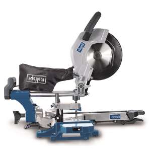 Ferăstrău de gheruță Scheppach HM 110 MP cu funcție de alunecare, laser și sac de praf - Dispozitiv de tăiere în unghi