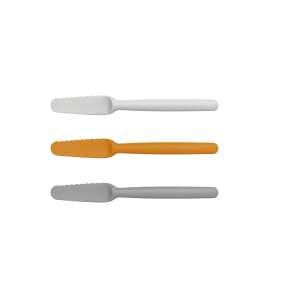 Fiskars Functional Form breakfast knives, 3 pack, white, orange, and grey, white background - Cutlery