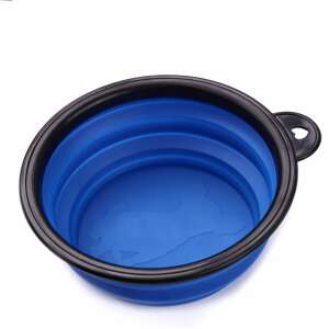 Összecsukható szilikon utazótál kutyának kék színben