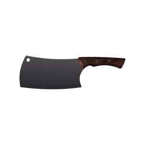 Tramontina Black Kitchen Cleaver, 17.5cm, with wooden handle - Tramontina