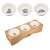 Navaris elevated triple cat and small dog food and water bowl set, bamboo stand, ceramic bowls with cat paw print design