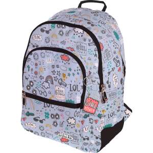 Laurie Gpower ergonomic school backpack for students, blue with doodle print, front view - School Bag