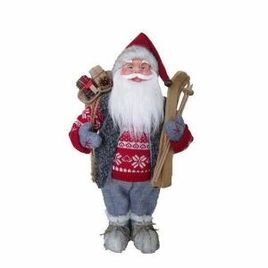 Karácsonyi Mikulás Dekoráció - Síléccel - 45 cm