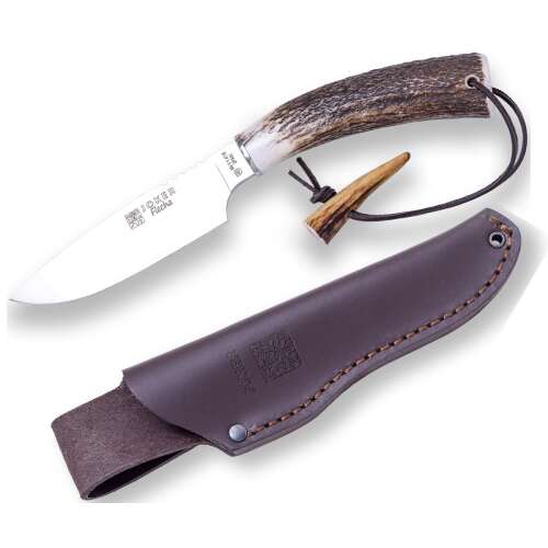 Cuțit Joker Flecha cu mâner din corn de cerb și teacă de piele