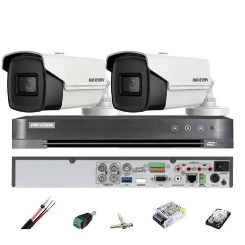 HIKVISION CCTV rendszer 2 kamera 8MP 4 az 1-ben, IR 60m, 4 csatornás DVR, szerelési tartozékok, merevlemez 61437467