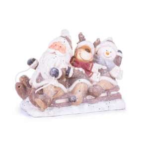 Strend Pro Christmas decoration, ceramic Santa Claus, reindeer and snowman on a sleigh, 45x23x34,5 cm - Christmas