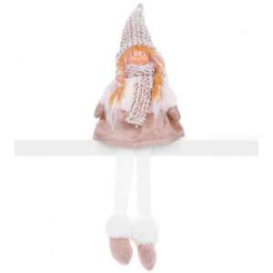 Strend Pro Christmas decoration, girl with hat and scarf, brown-white, 17x12x54 cm - Strend Pro