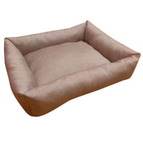 Brown rectangular dog bed with pillow, 64x45cm