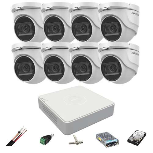 Hikvision 8 csatornás 4K CCTV rendszer 8x 8MP kupola kamerával, 2.8mm lencsével, IR 30m, 2TB HDD, tartozékok