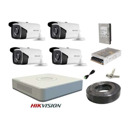 HIKVISION Professzionális Felügyeleti Rendszer 4 kamerával, 2MP, IR 40m, 2,8 mm-es lencse, teljes tartozék, 1 TB HDD