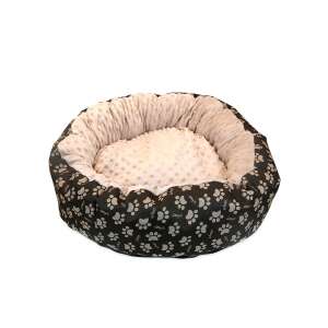 Soft Dog/Cat Bed with Pillow, Model Minky, Cream-Brown Color, Waterproof, Non-Slip Base, 50 cm