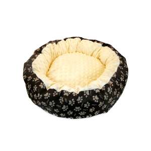 Yellow Minky dog bed with paw print design, 50 cm - Dog Bed