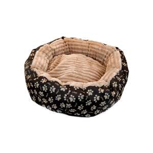 Brown and beige dog bed with paw print design, 50 cm - Pet Care