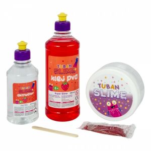 Tuban Slime XL Truskawkowy Zestaw DIY - klej, aktywator, baza do slime i barwnik - Tuban