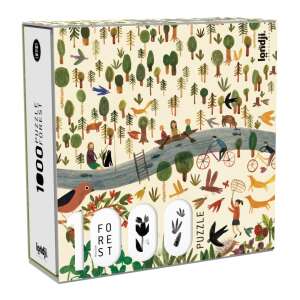 Londji Wald-Puzzle mit 1000 Teilen, mit einer farbenfrohen Illustration einer Waldszene mit Menschen, Tieren und Natur - Puzzle