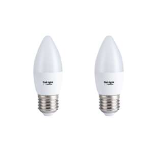 2 db Led Candle E27 izzókészlet, C37 modell, 6W=50W, 6400K, hideg fény