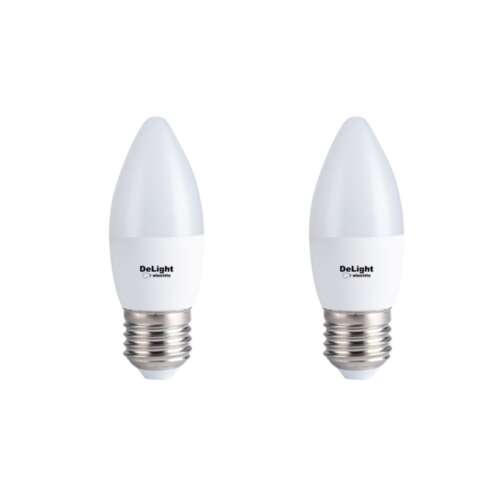 Két DeLight Electric 6W E27 LED gyertya izzó, C37 modell