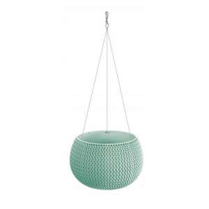 Splofy Bowl WS Dekoratív zöld virágcserép lánccal -16.1x 23.9 cm, green hanging planter with chain - Garden