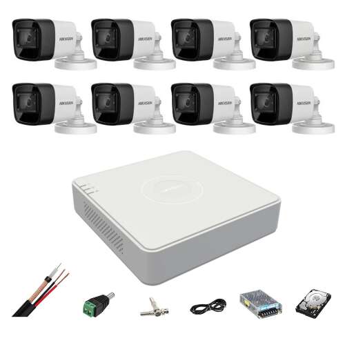 Hikvision 8 kamerás biztonsági rendszer 8MP kamerákkal, DVR-rel és tartozékokkal