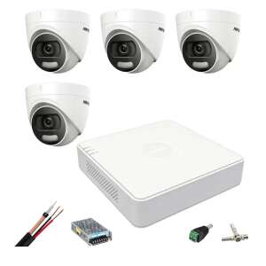 Hikvision 4 kamerás beltéri megfigyelő rendszer 5MP ColorVU, 20m fehér fény, 4 csatornás TurboHD DVR, tartozékok 59197759 - Hikvision Biztonsági kamera