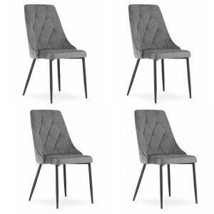 Комплект от 4 стола за кухня/дневна, Mercaton, Imola, кадифе, метал, сив, 48.5x61x93.5 см