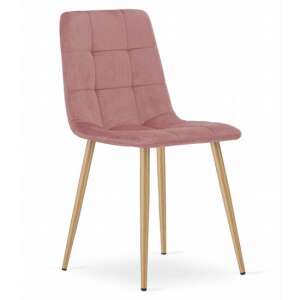 Kara pink velvet chair with wooden legs - Kitchen Furniture