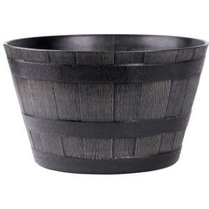 Black plastic flower pot with wood effect, 39x28 cm - Flower Pot