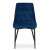 Front view of Imola dining chair, blue velvet, black metal legs