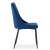 Side view of Imola dining chair, blue velvet, black metal legs