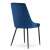 Back view of Imola dining chair, blue velvet, black metal legs