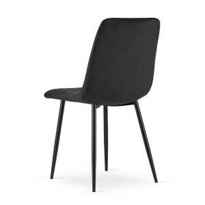 Black velvet dining chair with metal legs, back view - Kitchen Furniture